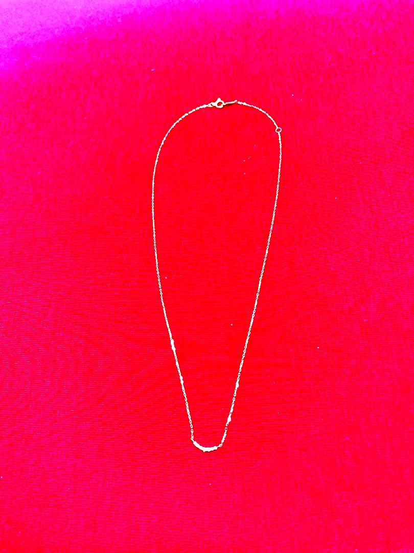 Agete K10 gold necklace 45 cm with 0.05 ct diamond pendant elegant design