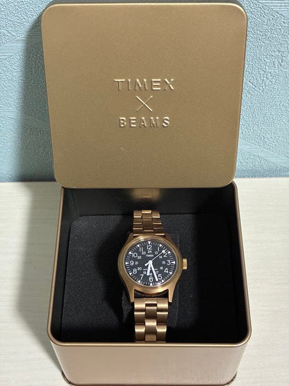 TIMEX × BEAMS CAMPER Copper Gold Quartz Men's Watch — Japanese