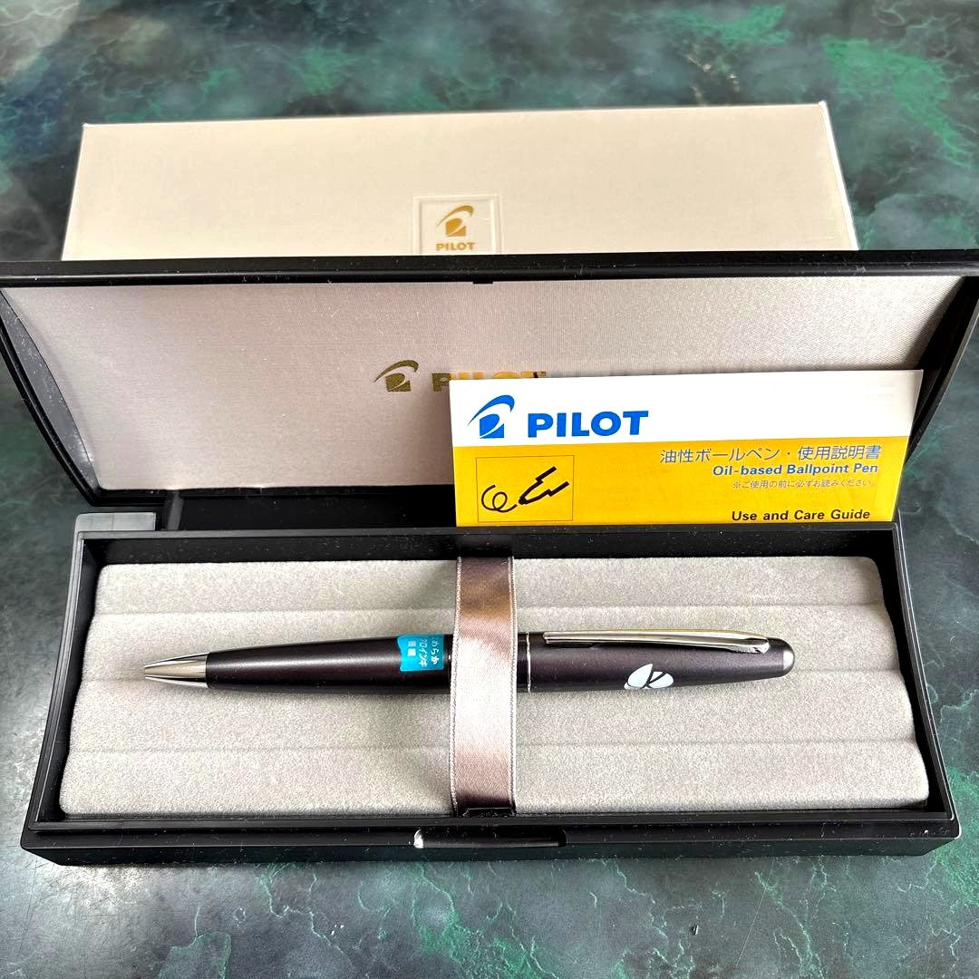PILOT Cocoon oil-based ballpoint pen in gray with logo displayed with case
