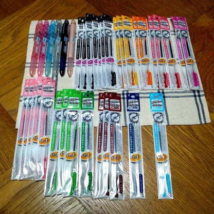 Pilot Hi-Tec-C Coleto multi-color pen body with six pieces and 31 dedicated refills displayed