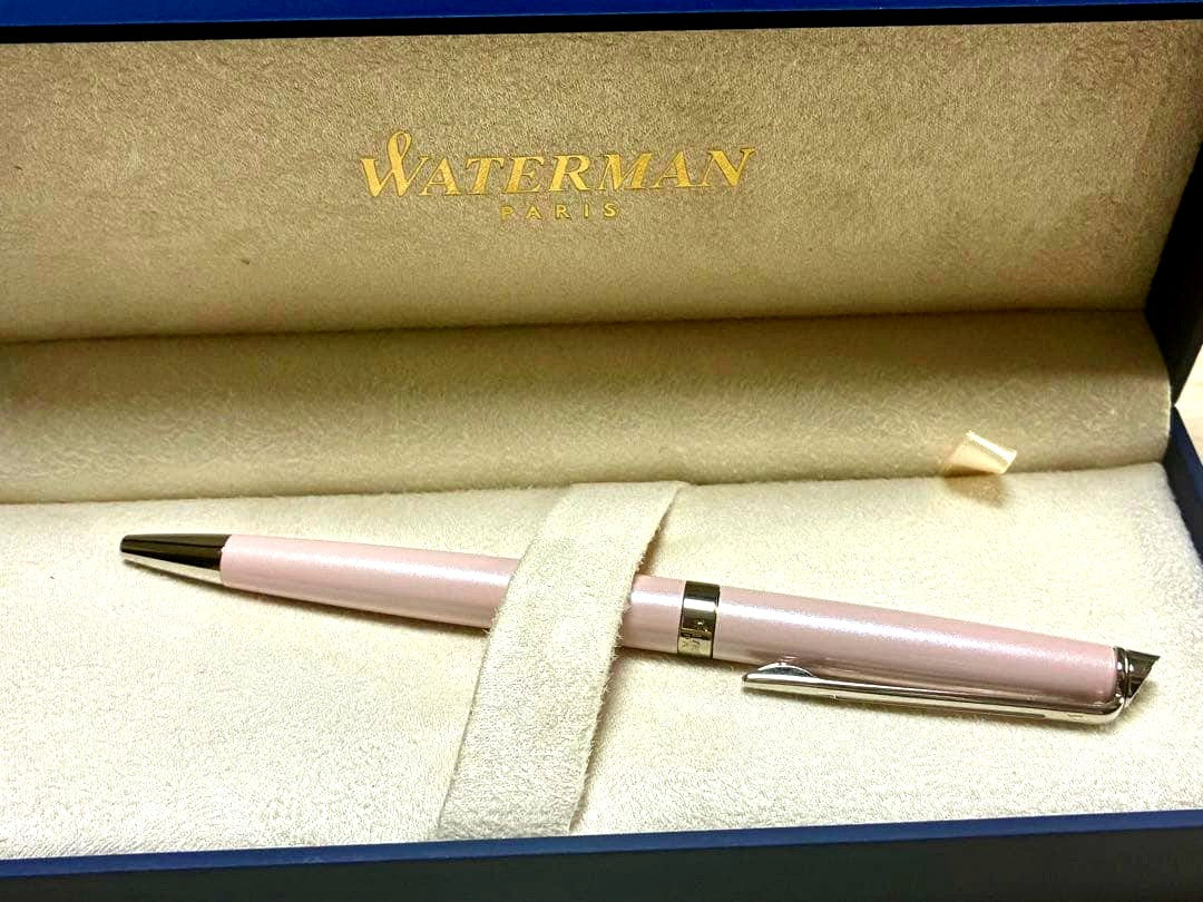Pink Waterman ballpoint pen in dedicated case showing pen and case in clean condition