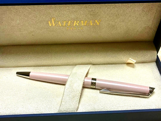 Pink Waterman ballpoint pen in dedicated case showing pen and case in clean condition