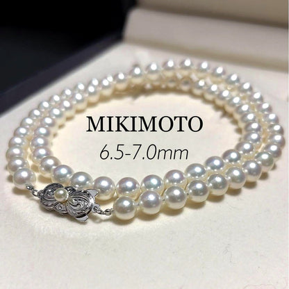 Hana-dama Grade Mikimoto Akoya pearl semi-long necklace with 7.0mm pearls and 49cm length