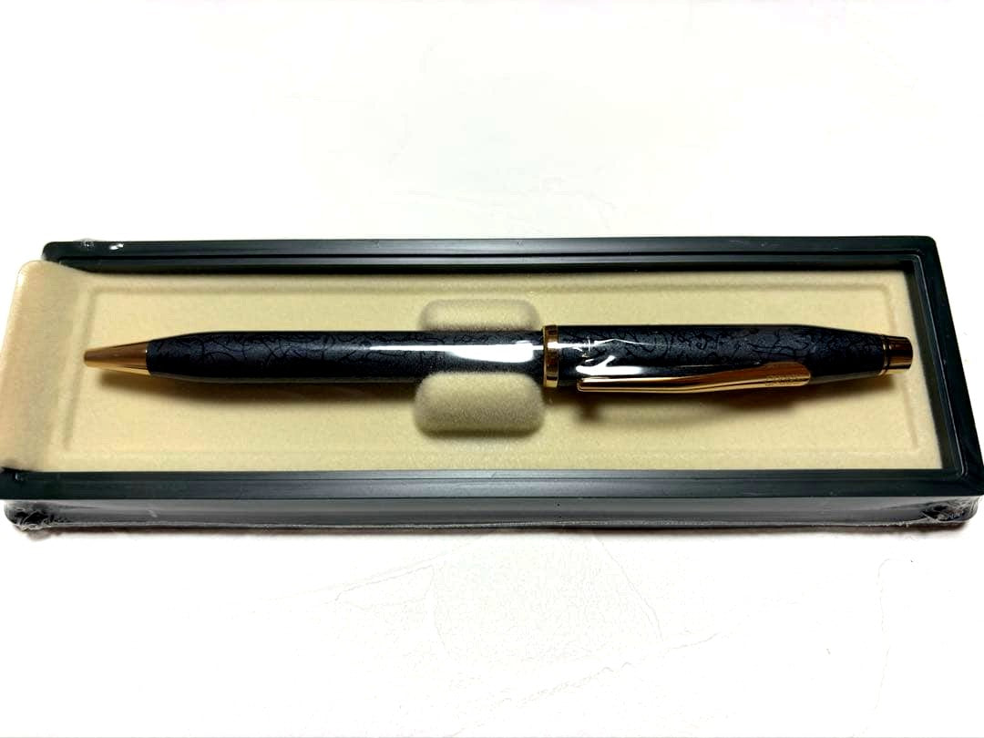 CROSS Century II ballpoint pen in mica gray with 23K gold trim and engraved geometric pattern, new in plastic wrapping