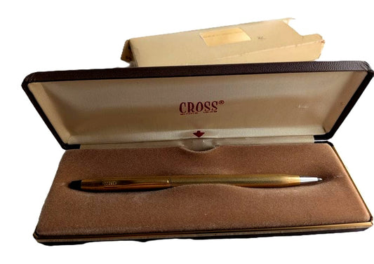 Cross 10kt gold filled ballpoint pen 13.3 cm with original case showing slight wear