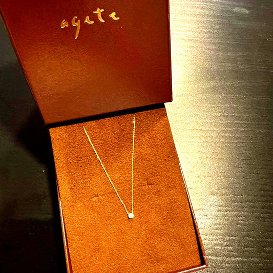 Agete Secret Setting Diamond Necklace 0.1 Carat with 42 cm K18 gold chain, new and unused