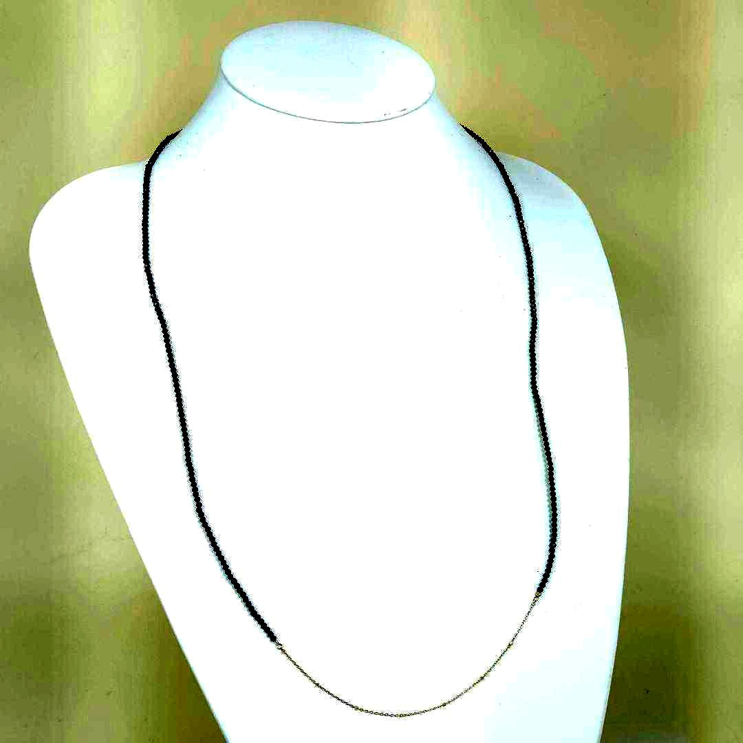 Agate K10 Onyx black stone long gold necklace measuring 70 cm with 4.2 g weight