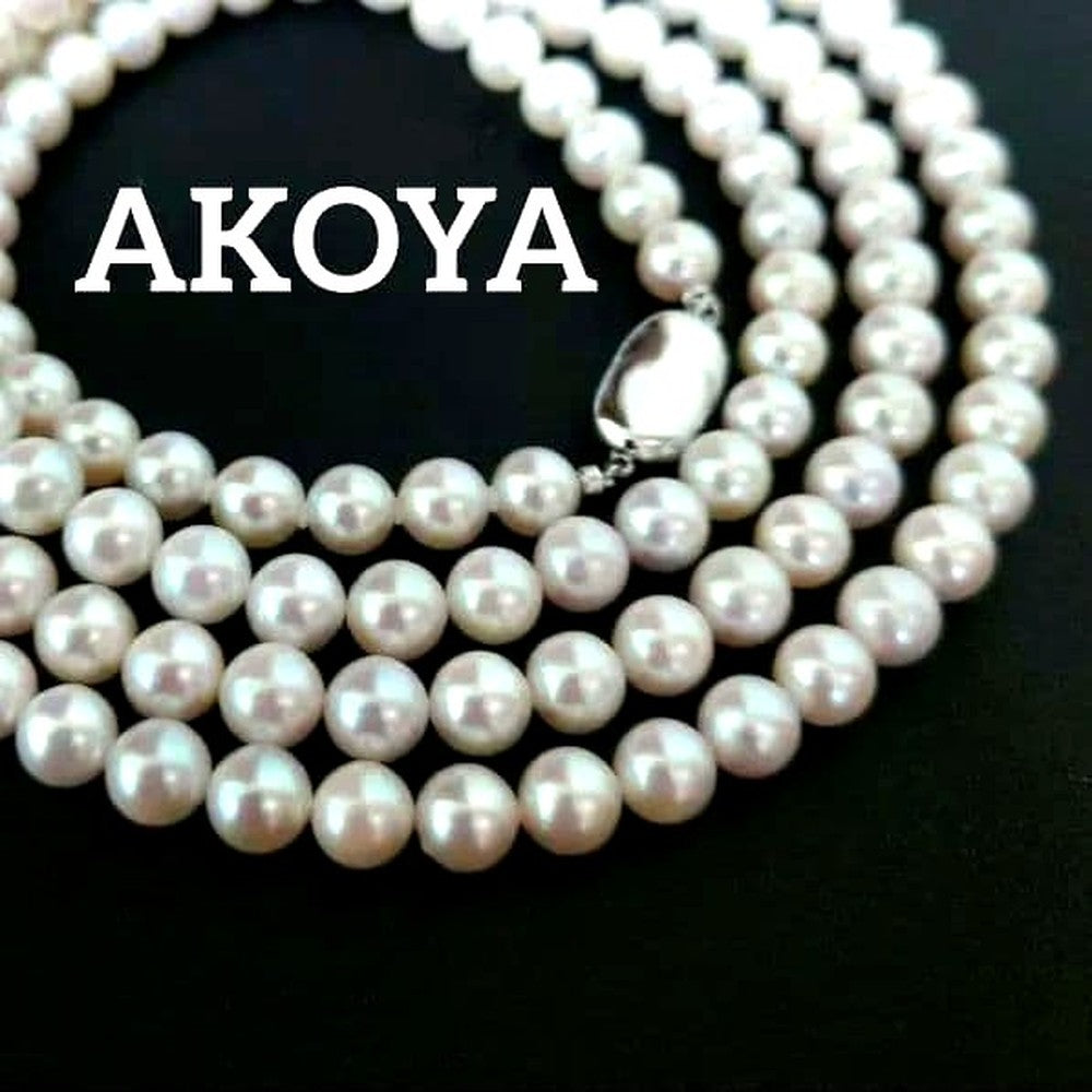 Akoya pearl long necklace 105 cm silver chain pink cherry-blossom color single strand