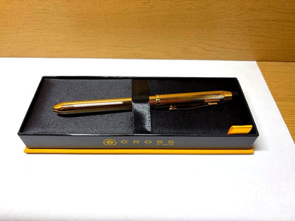 Cross Tecc3 multilingual gold ballpoint pen with dedicated case, Japan import, brand new and unused