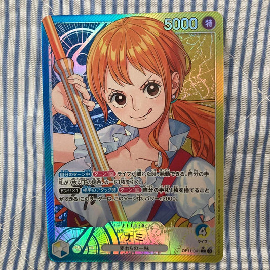 One Piece Card Game Nami Leader Parallel card with number OP11-041 and special attribute