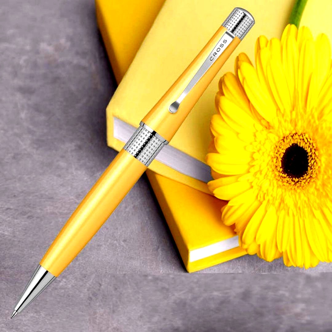 Yellow Cross Twist ballpoint pen unused with twist mechanism and oil-based ink