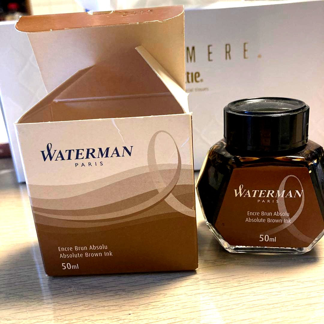 Waterman Absolute Brown Ink 50ml bottle with brown ink for fountain pens