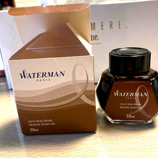 Waterman Absolute Brown Ink 50ml bottle with brown ink for fountain pens