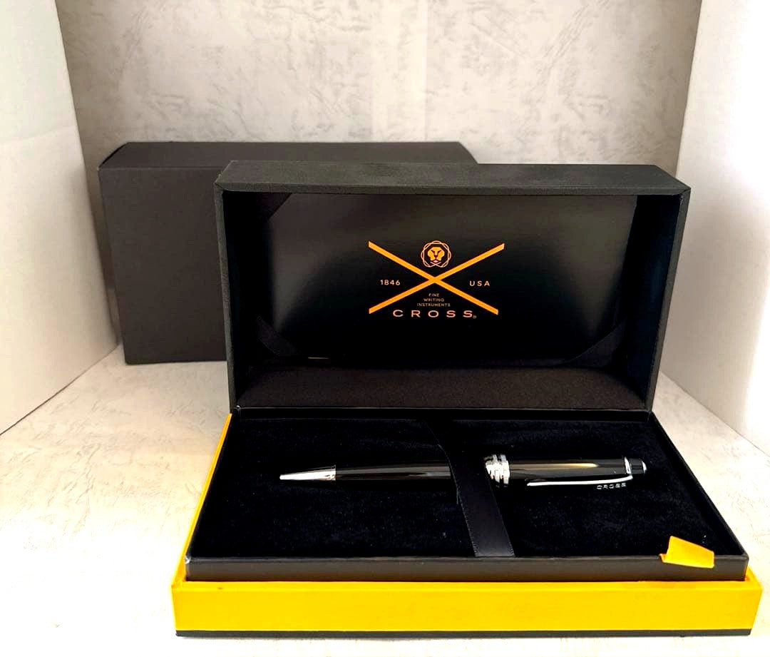 Cross Century 412WG-1 black lacquer ballpoint pen with sleek design and name customization option