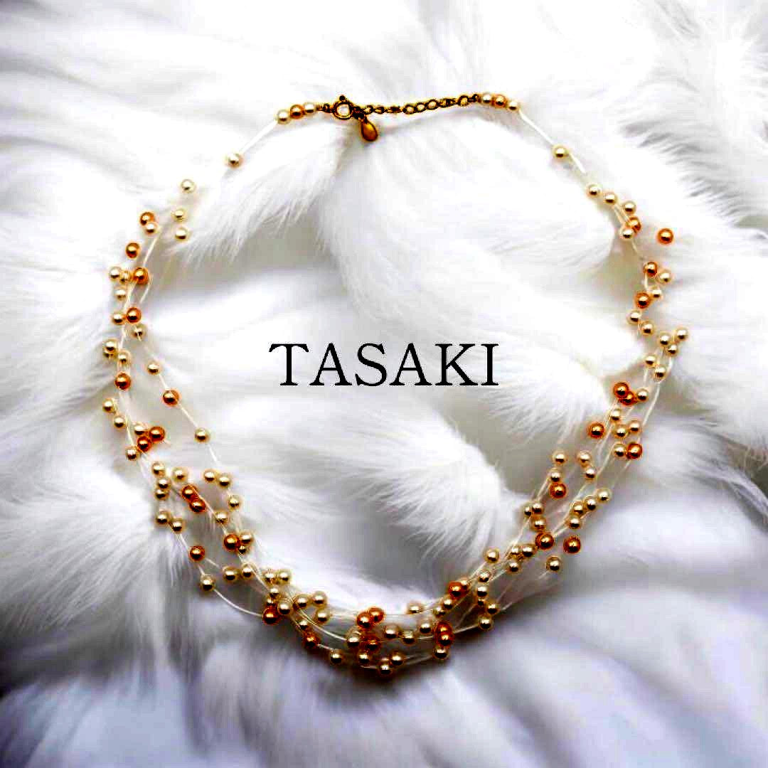 Tasaki People 8-Row Wire Necklace with 3.4-3.6 mm baby pearls in yellow gold and box