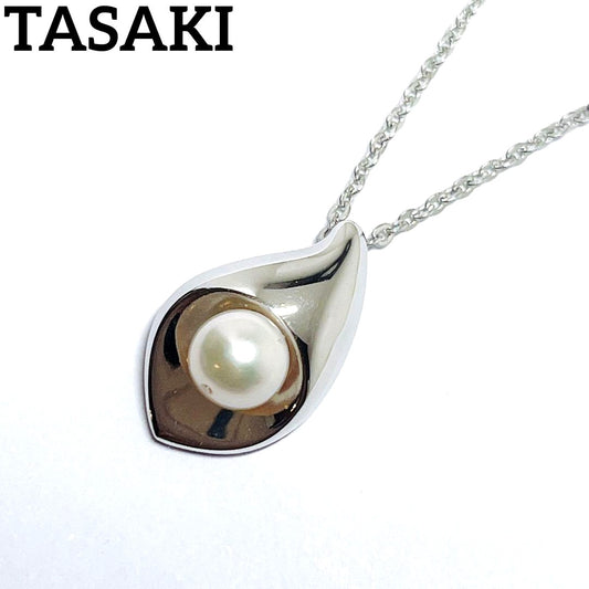 Tasaki Pearl Necklace Drop Droplet featuring 6.3mm pearls on a 40cm silver chain