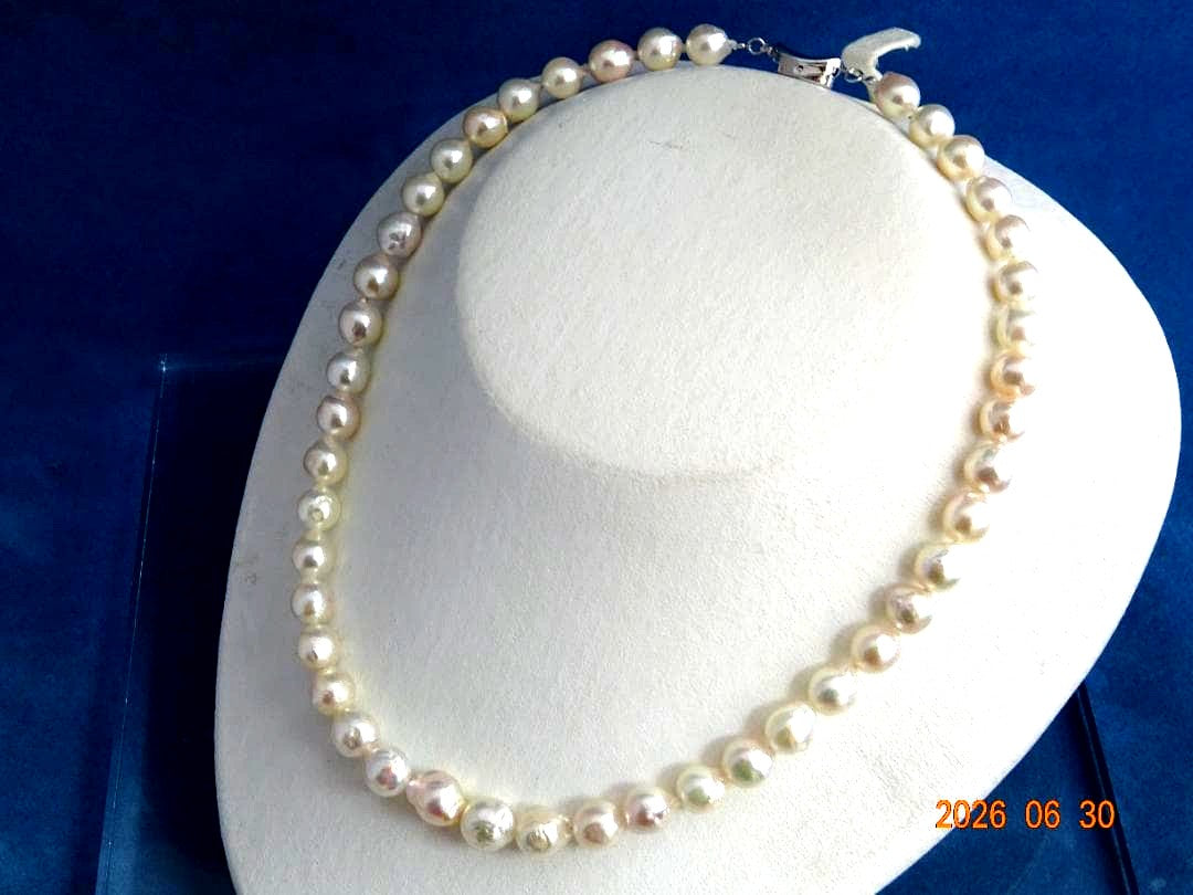 Akoya pearl necklace with 8-8.5mm pearls and silver one-touch SV925 rhodium clasp