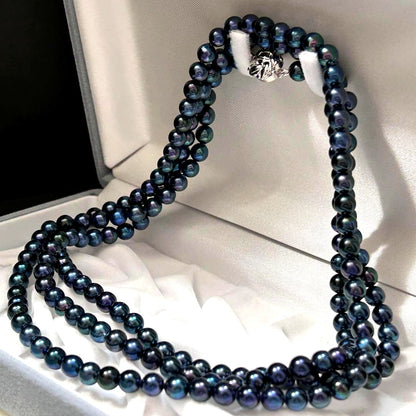 Super Long Akoya Pearl Necklace with 6.5mm pearls, 123cm length, sterling silver clasp