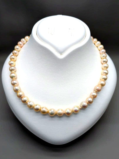 Akoya genuine pearl necklace 8.5–9mm Aurora Champagne series 42.2cm with silver clasp