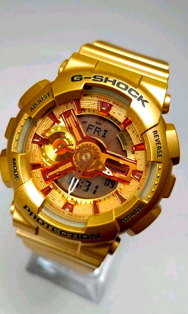 Casio G-Shock GMA-S110GD-4A2 gold-tone unisex watch with analog-digital display and durable band
