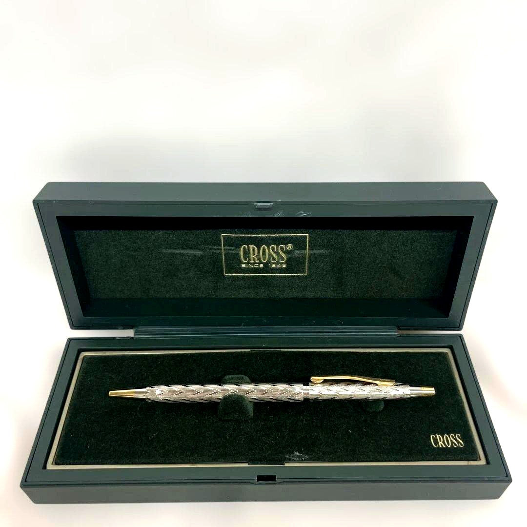 Yamada Cross vintage ballpoint pen with jewelry design frame and stitch pattern, unused condition