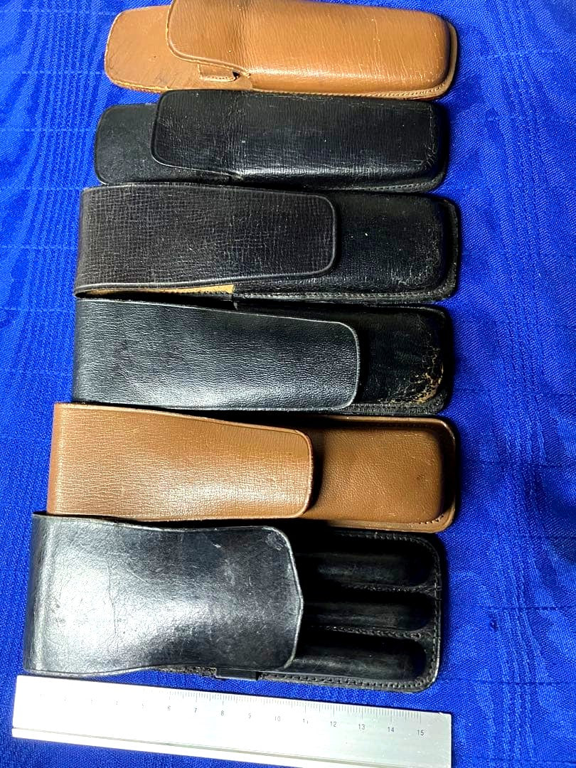 PILOT leather pen case 6 piece set in brown and black, showcasing retro Showa design
