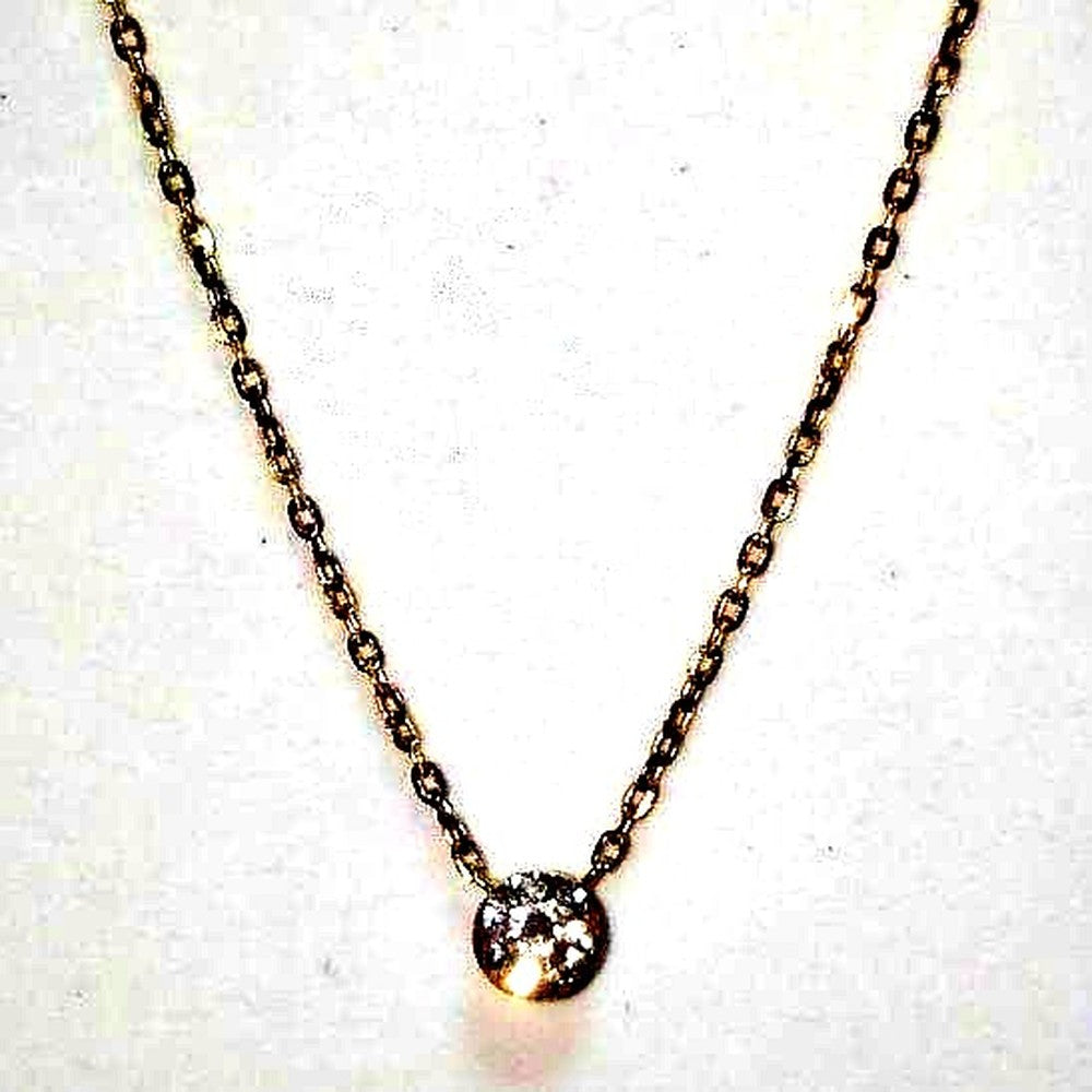 Agete K18 gold necklace with 0.2ct round diamond pendant on a delicate chain