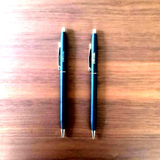 Cross Coca-Cola Logo pen set with matte black ballpoint pen and mechanical pencil for office use