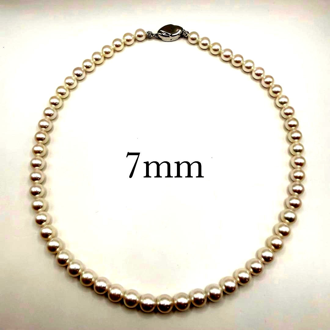 Yamato Akoya 7mm white and pink luster pearl necklace approximately 43 cm length for formal occasions