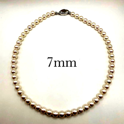 Yamato Akoya 7mm white and pink luster pearl necklace approximately 43 cm length for formal occasions