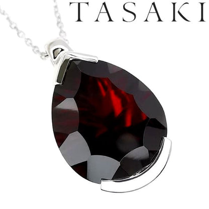 Tasaki K18 white gold Lumino necklace with garnet stone pendant and 55 cm chain
