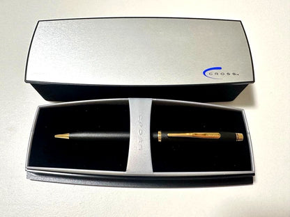 CROSS mechanical pencil in black with gold metal fittings and slight case aging