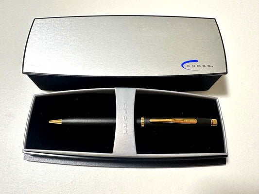 CROSS mechanical pencil in black with gold metal fittings and slight case aging