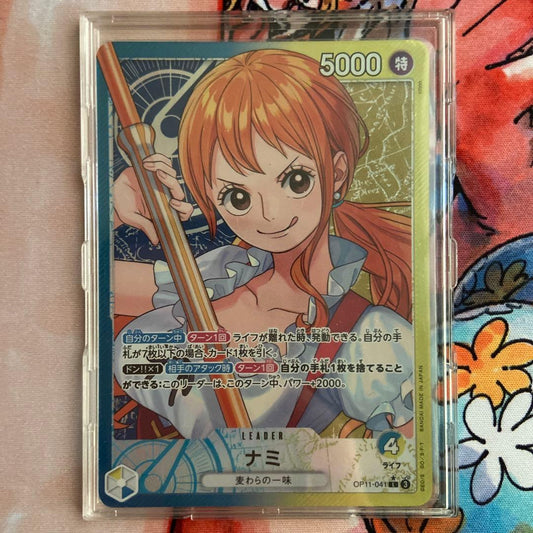 One Piece Nami Leader Card Set with 5000 power and 4 cost from Japanese card game
