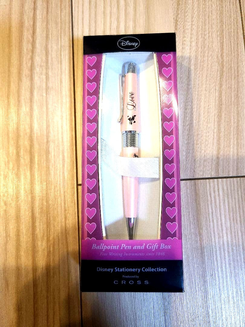 Pink CROSS mini ballpoint pen featuring Disney Mickey and Minnie design with original packaging