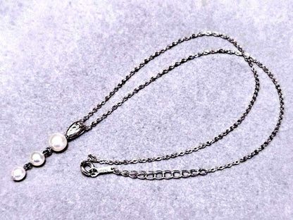 Tasaki Pearl three-row pearl silver necklace 43579 measuring about 42 centimeters