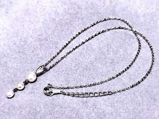 Tasaki Pearl three-row pearl silver necklace 43579 measuring about 42 centimeters