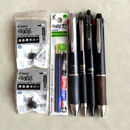Pilot Friction Ballpoint Pen 7-piece set including wood, metal pens, and refill cartridges