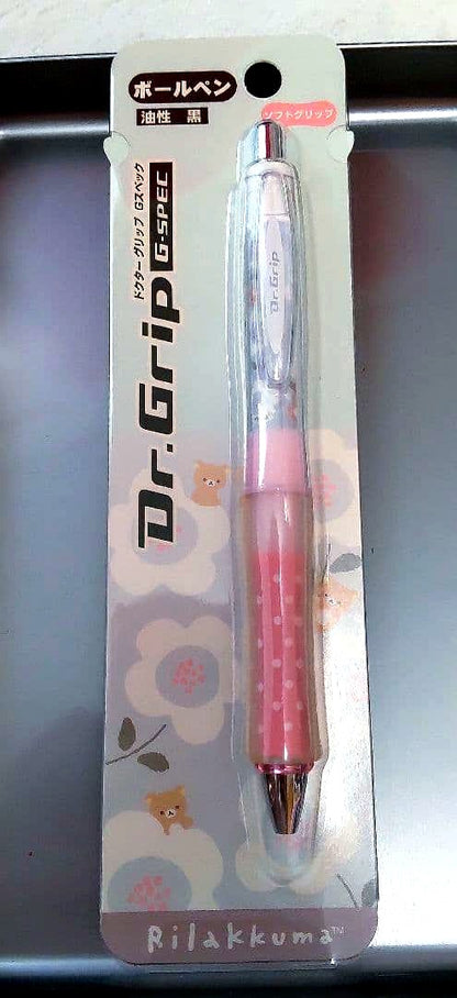 Pilot Dr.Grip G-SPEC ballpoint pen featuring Rilakkuma character with black oil-based ink