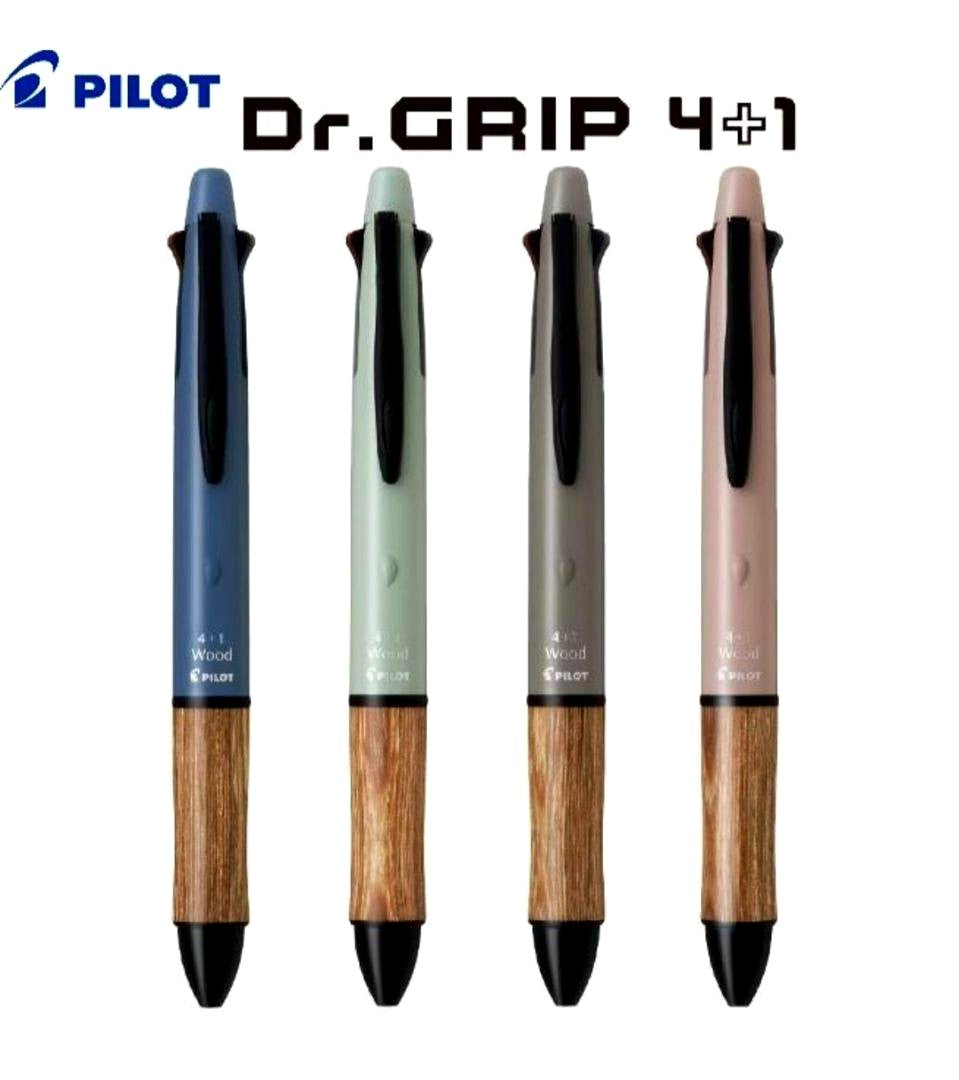 Pilot Dr.GRIP 4+1 Wood Multi-Functional Pen Set with 4 color ballpoint pens and mechanical pencil in Lagoon Blue