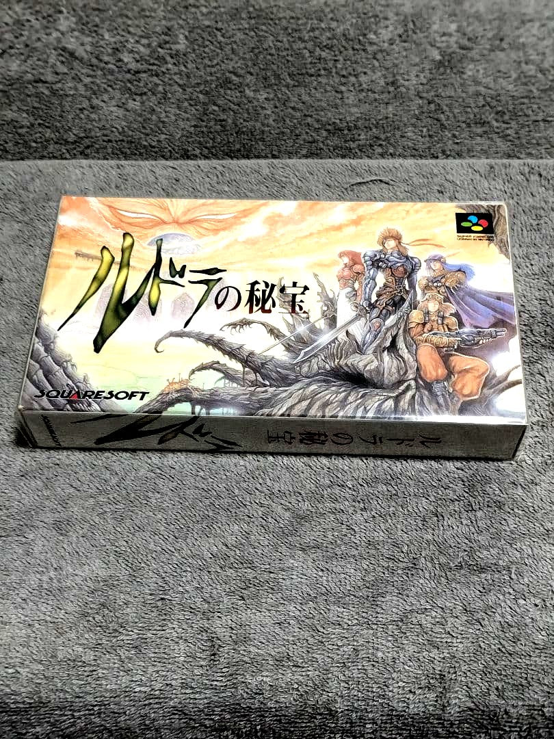 Rudora no Hihou SNES game cartridge with original box and instruction manual