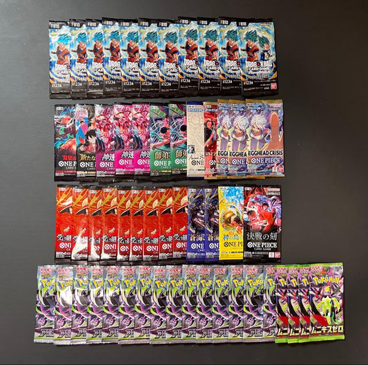 One Piece Dragon Ball 11p / Pokémon 19p / One Piece Card 25p Pack Bundle Pack — Japanese