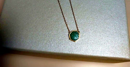 ageteK10 Turquoise Necklace made of 10k yellow gold with turquoise charm and agete brand stamp