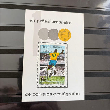 Pelé Soccer Stamp 75 Cent 1969 Stamp 1000 Goals Commemorative — Japanese