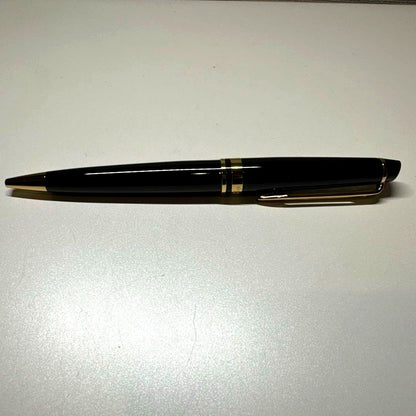 Waterman ballpoint pen in black metal two-tone design with matching leather case