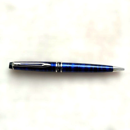 WATERMAN ballpoint pen with blue marble finish, showing slight scratches, no box included