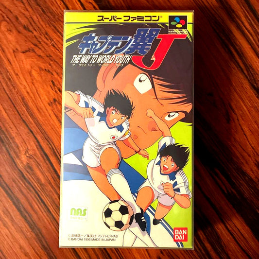 SNES Captain Tsubasa J New game cartridge in unused perfect condition shown from front