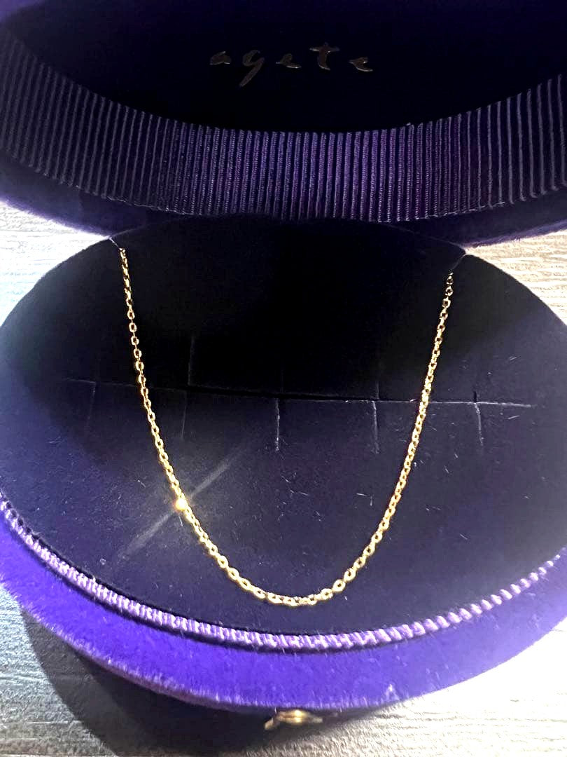 agete K10YG gold chain necklace measuring 55 centimeters displayed on white background
