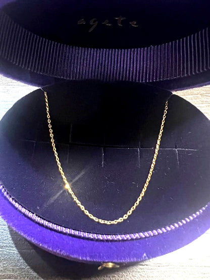agete K10YG gold chain necklace measuring 55 centimeters displayed on white background