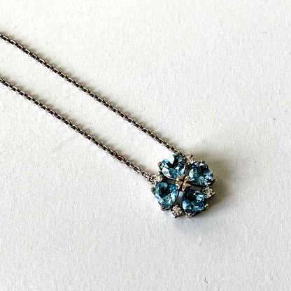 Tasaki Aquamarine Necklace with 12.5mm aquamarine stone, 0.11ct diamond, platinum chain 40cm